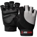 Black weight lifting gloves with padded palm and breathable mesh for gym and fitness training